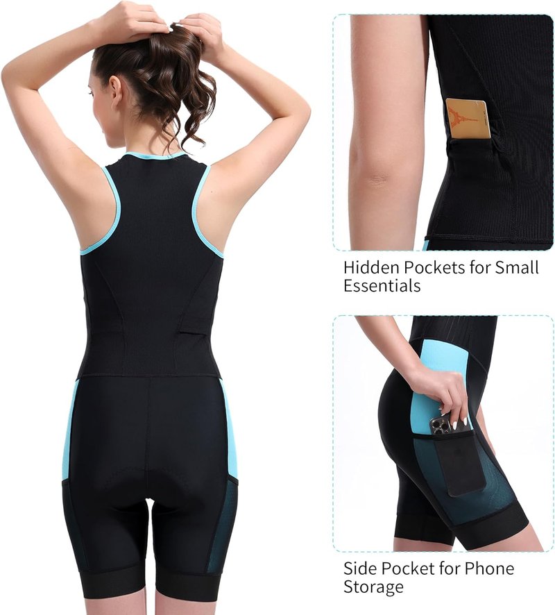 Women's Triathlon Suit - Padded Sleeveless Quick-Dry Skinsuit for Running, Swimming & Cycling | Comfortable Fit