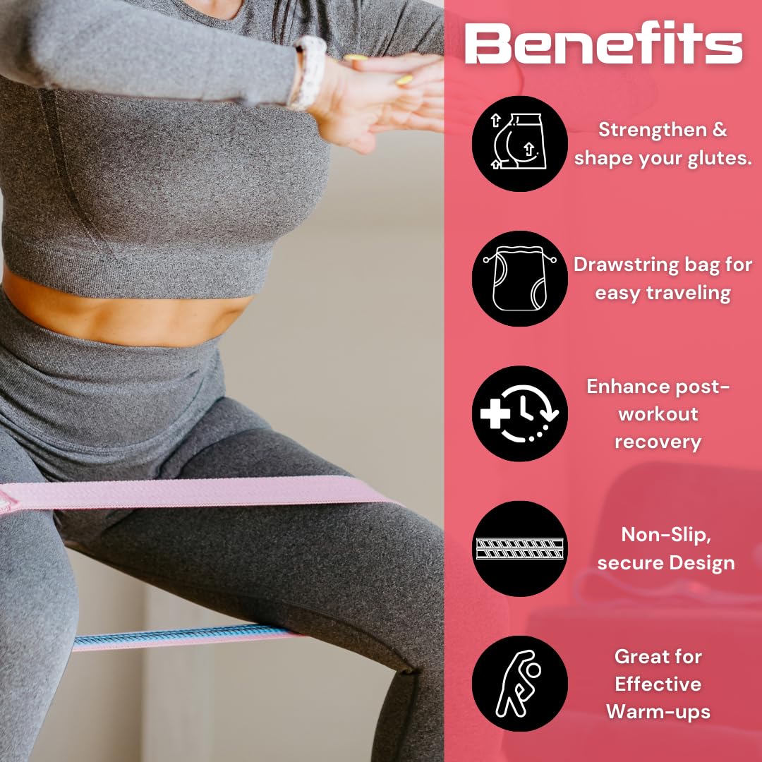 Hip Bands for Working Out - Exercise Bands, Workout Bands for Women, Stretch Bands for Exercise & Booty Bands - Home Gym Equipment, Durable & Adjustable - at Home Workout Equipment - Up to 70 LB