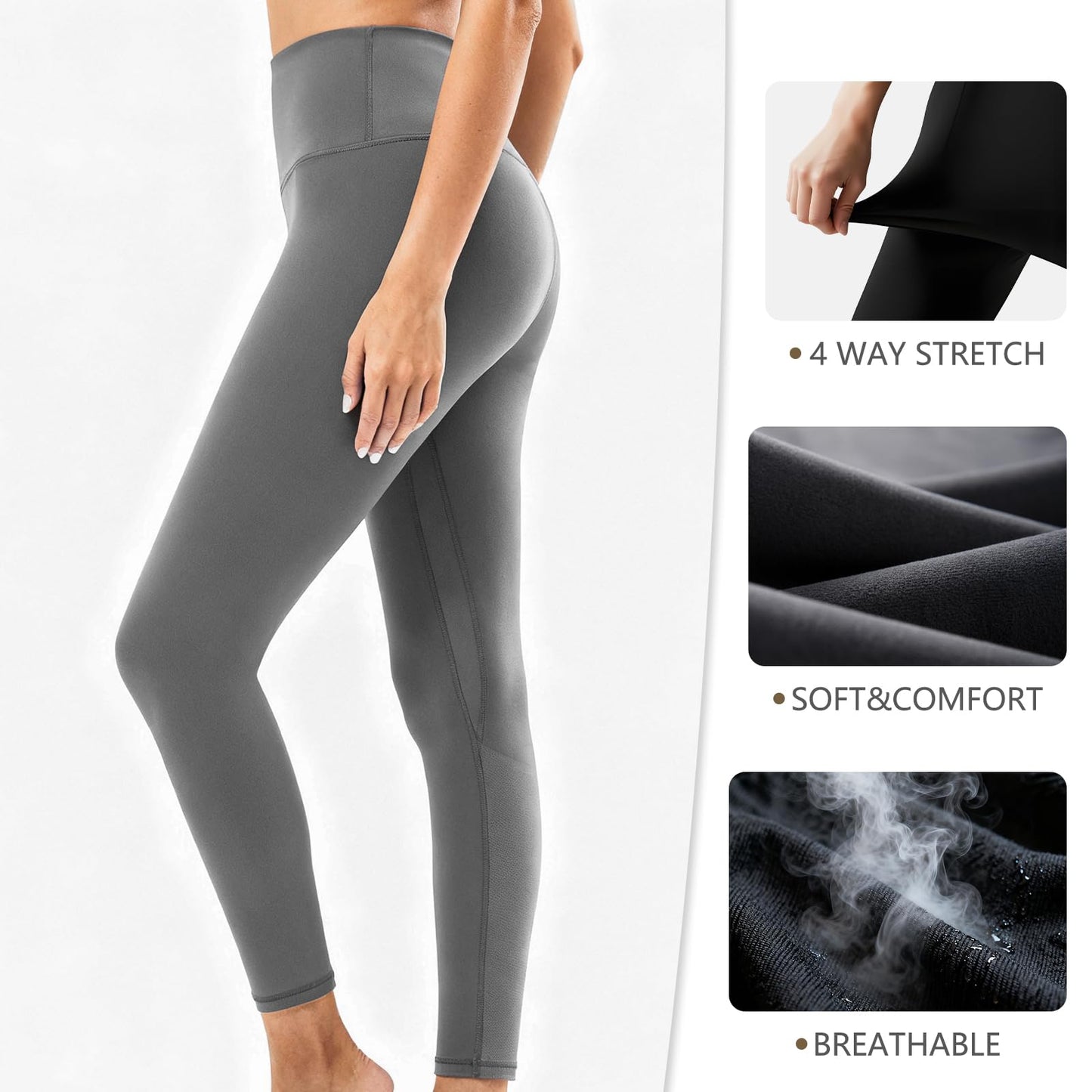 Dimore 3 Pack Leggings for Women with Pockets,Womens Workout Leggings High Waisted Yoga Pants for Tummy Control Gym