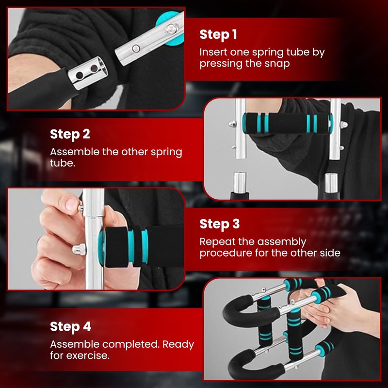 QIVRENS Twister Arm Trainer For Men & Women, Chest Workout Equipment Adjustable 6 Resistance Levels (30-120lb) - Removable and Attachable Fitness Exercise Equipment, Portable At Home Workout Equipment
