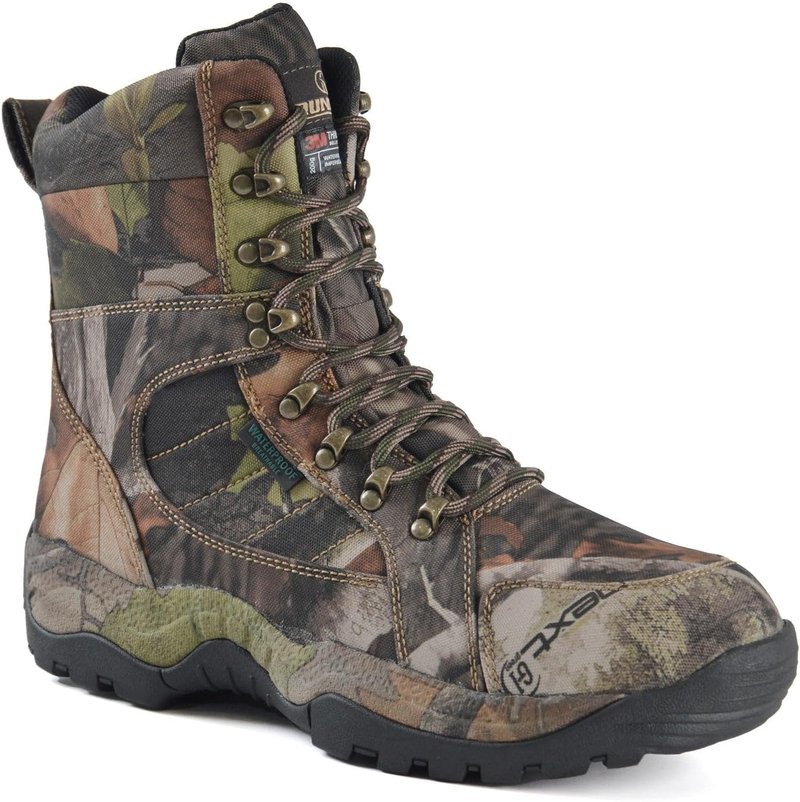 Waterproof Men's 8" Camo Hunting Boots - Lightweight Insulated Hiking Boots with 200g Thinsulate