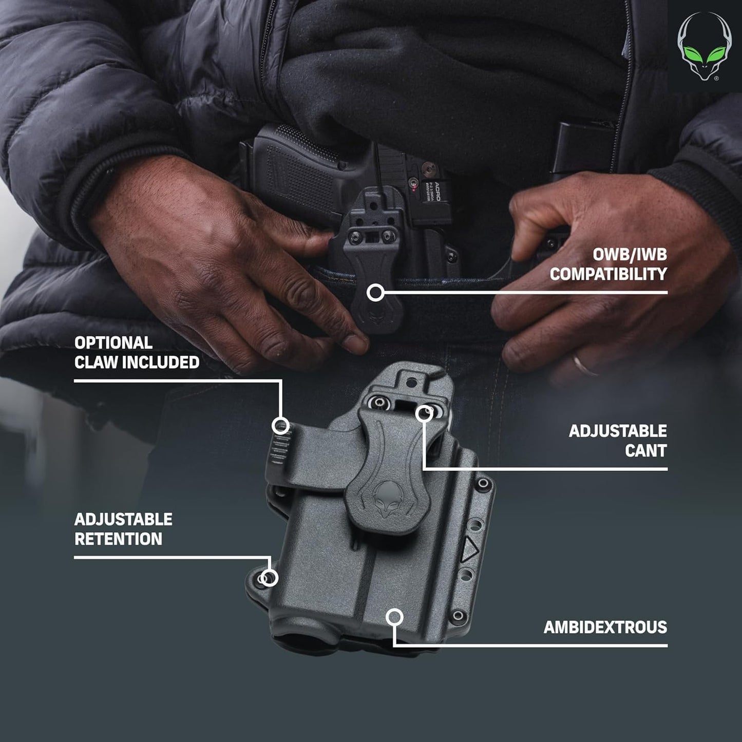 Alien Gear Photon Holster - IWB/OWB, Right/Left Hand, Optics Ready | Compact Light Options Available