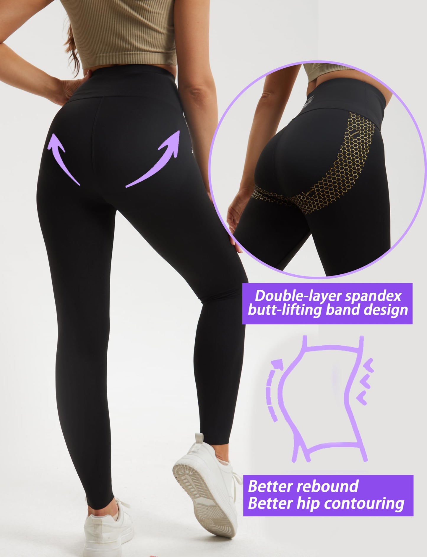 Curvphilo Compression Leggings Butt Lifting Tummy Control Stretchy Pants Yoga Pants Seamless High Waist Shapewear Tights(XL/XXL, Black)