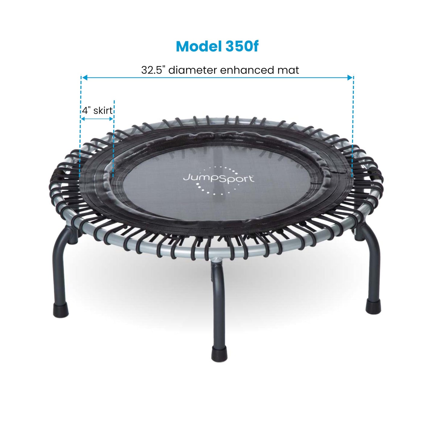 JumpSport 350f Lightweight Round Fitness Indoor Trampoline Rebounder Workout Home Gym Equipment with EnduroLast Elastic Cords for All Ages, Black