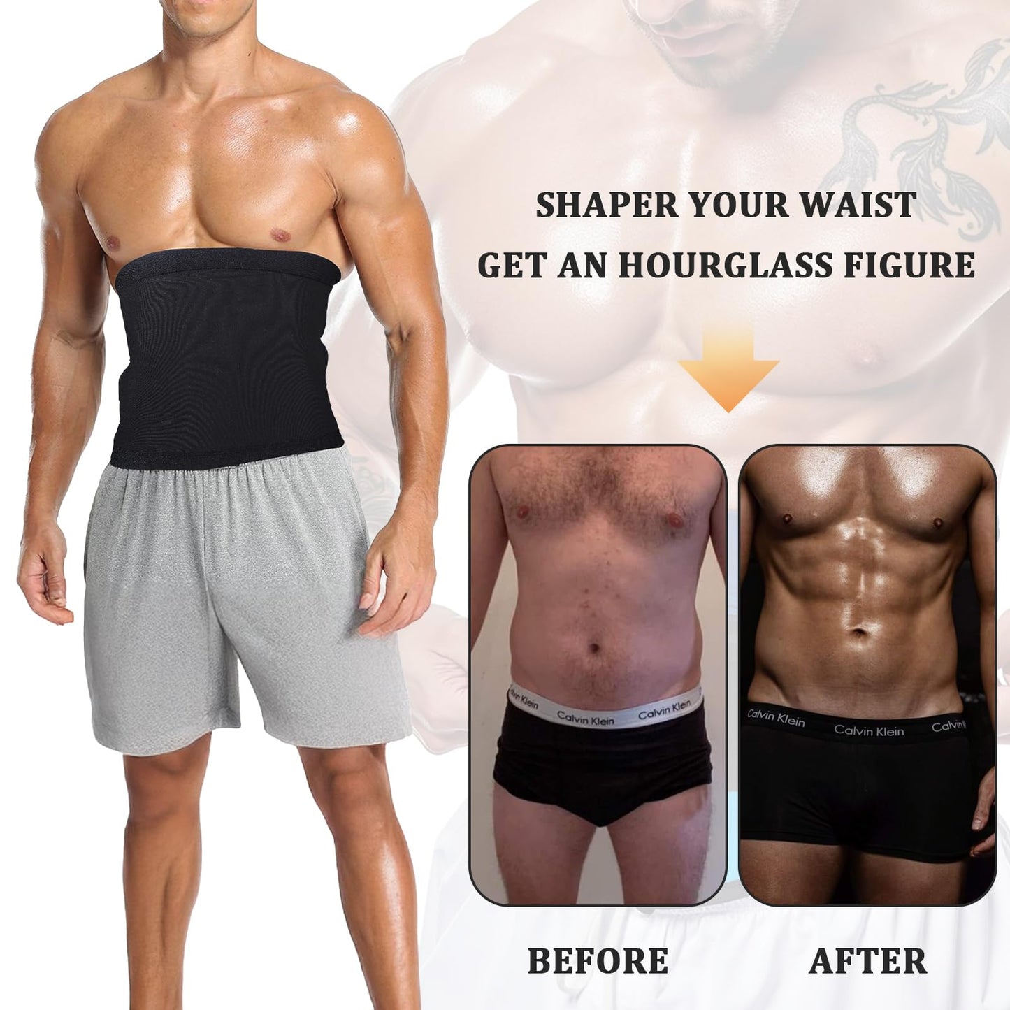 Qianyu Waist Trainer Trimmer Workout Stomach Wrap Belt Sweat Belt Band for Men Lower Belly Cincher Sauna Band Body Shaper Tummy Control For Bodybuilding Exercise Sculpt Gym Accessories