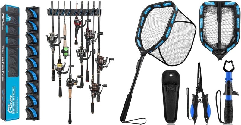 Vertical Fishing Rod Holder - Wall Mounted Fishing Rod Rack | Black Fish Claw Control Device LS08-03