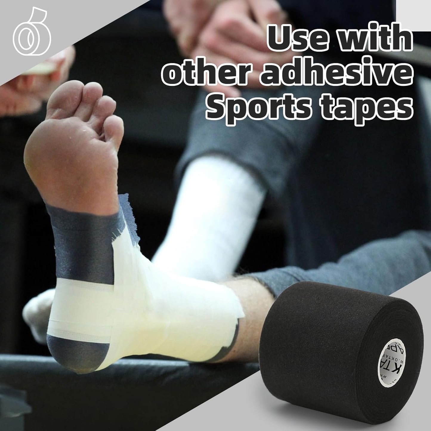 Pre Wrap Tape - Athletic Foam Underwrap for Sports | 4 Rolls, 120 Yards, 2.75 Inches - Black