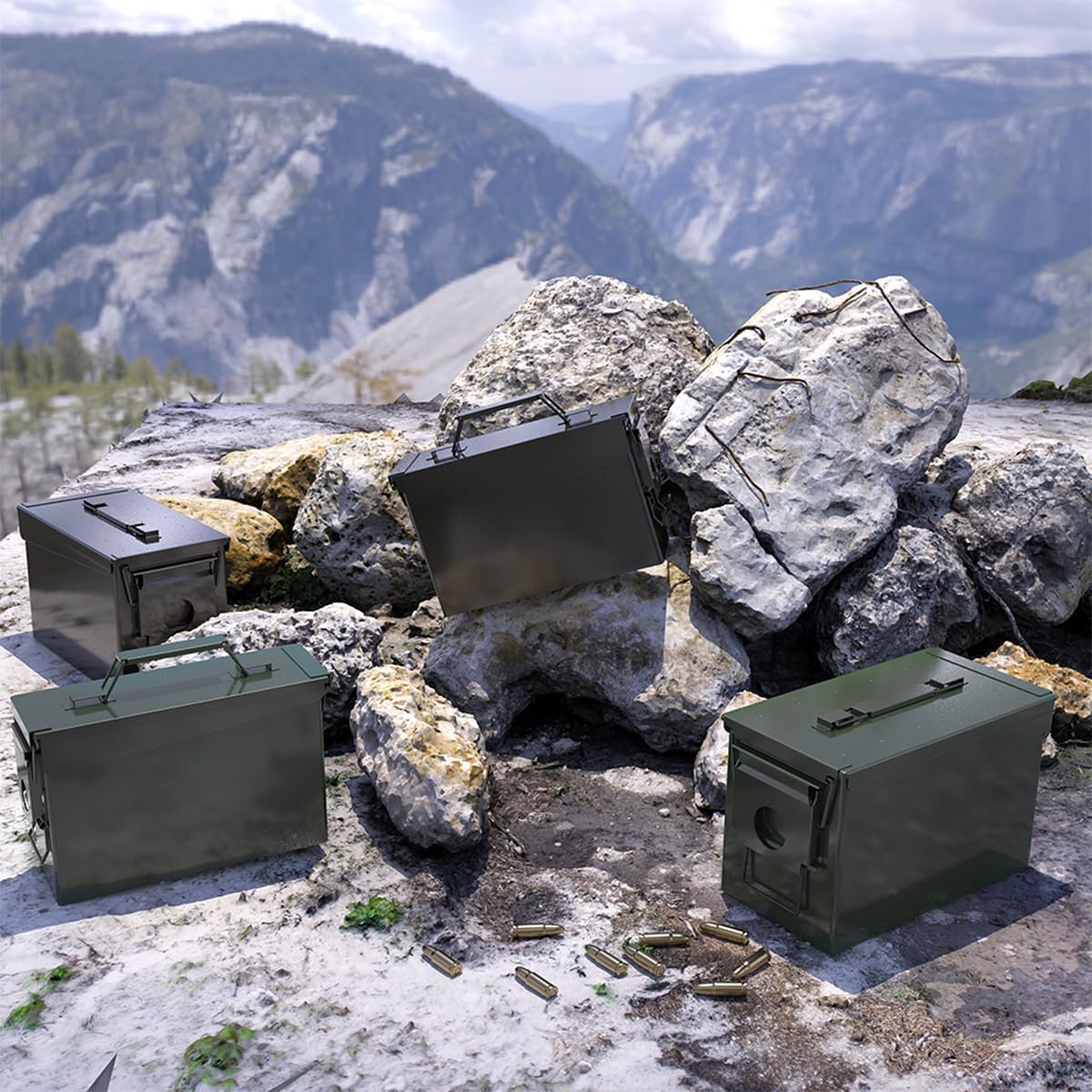 PATRON 30 50 Cal Ammo Can Metal 9mm Ammo Box Storage Crate Case for Shotgun Bullet Rifle Nerf Ammunition Waterproof Case-Gard Organizer Suit (30+50 Green)