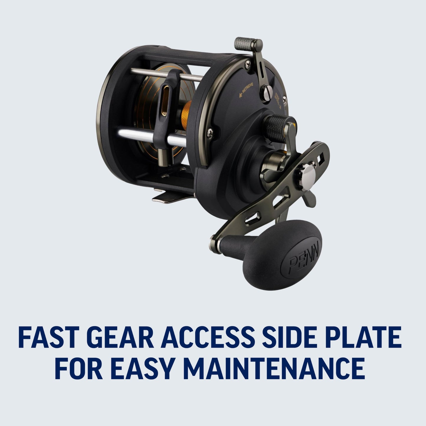 Penn Squall II Level Wind Conventional Fishing Reel, Black Gold, 20