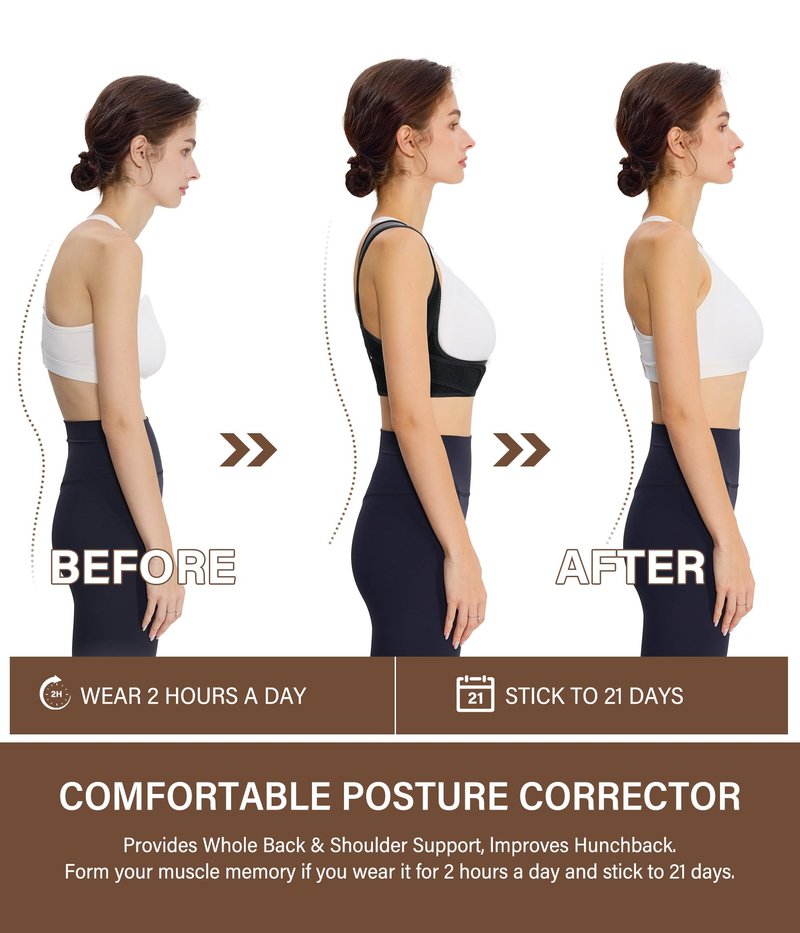 URSEXYLY Posture Corrector for Women Breathable Back Brace For Posture Adjustable Back Straightener Support for Neck Shoulder Clavicle and Upper Back Pain Relief(2XL/3XL,Black)