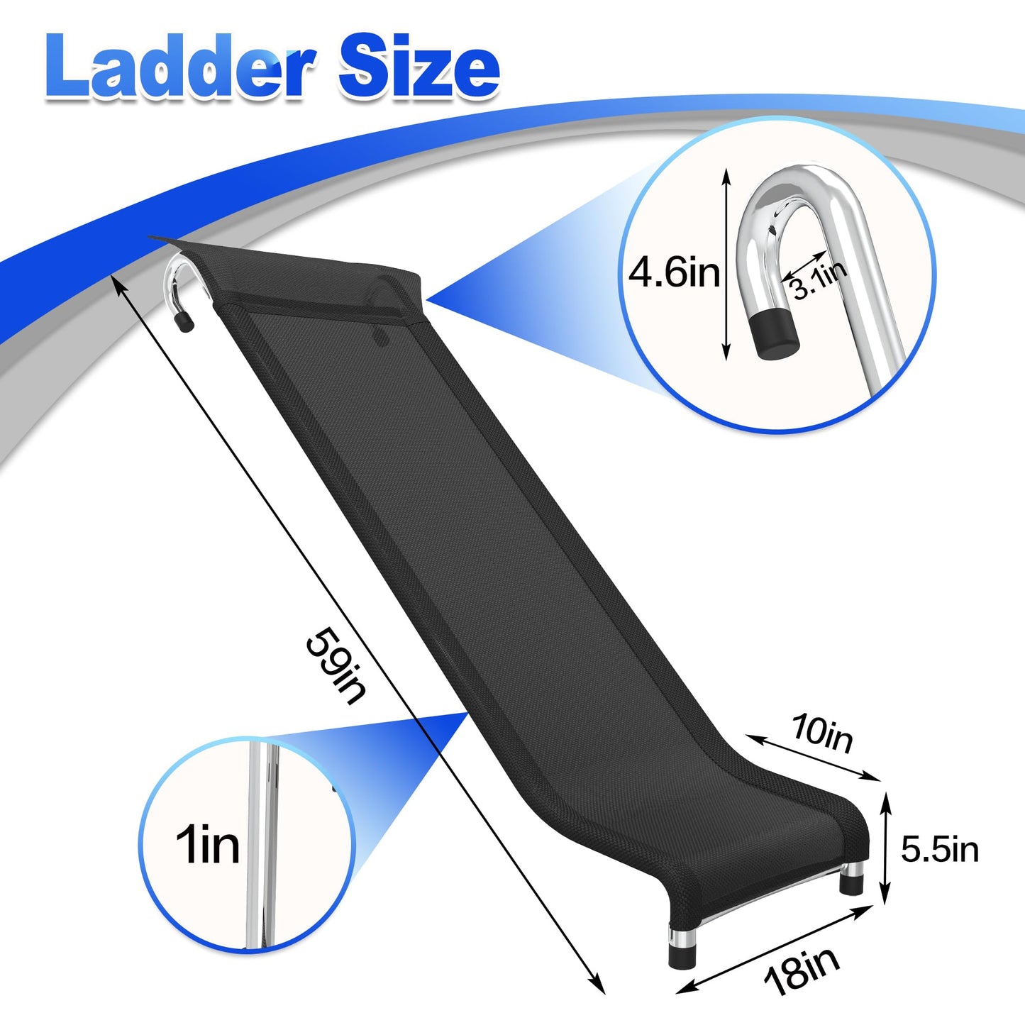 polwkscas Trampoline Ladder, Universal Easy-to-Assemble 3-Step Trampoline Steps with Waterproof Wide Steps, Proof Wide Step, Universal Trampoline Stairs Accessories for Kids Children (Black, 3 Steps)