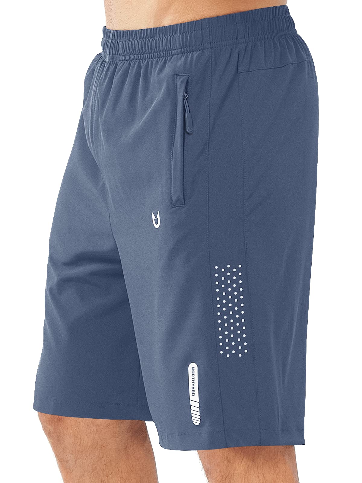 NORTHYARD Men's Athletic Running Shorts Gym Workout 7"/9"/5" Quick Dry Lightweight Sports Basketball Tennis 3 Zipper Pockets FEDERALBLUE-9inch 3XL