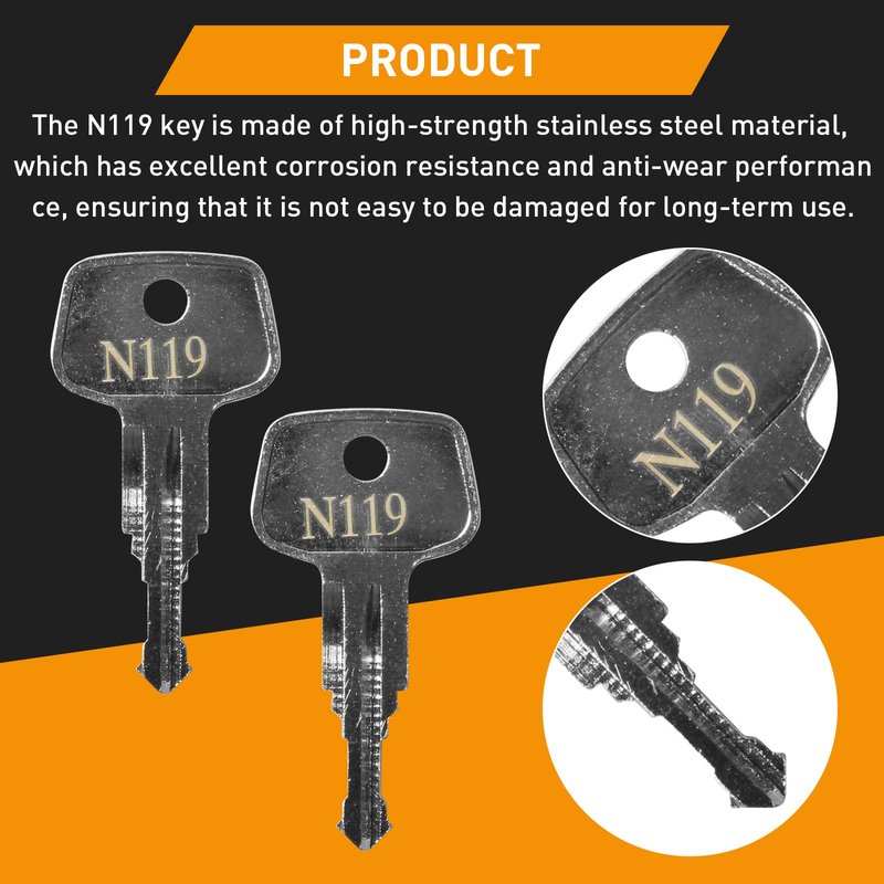 Hugexpen N119 Key Replacement for Thule Rack Core, Key Cylinder for Bike Rack Lock, Roof Cargo Lock, Roof Rack Locks, Cross Bars, Towers, Ski Rack Etc