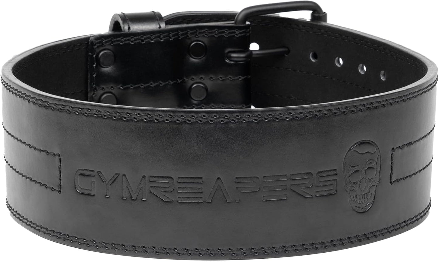 Weightlifting Belt - 6MM Genuine Leather Double Prong | Heavy Duty 4-Inch Wide for Strong Back Support in Deadlifts & Squats
