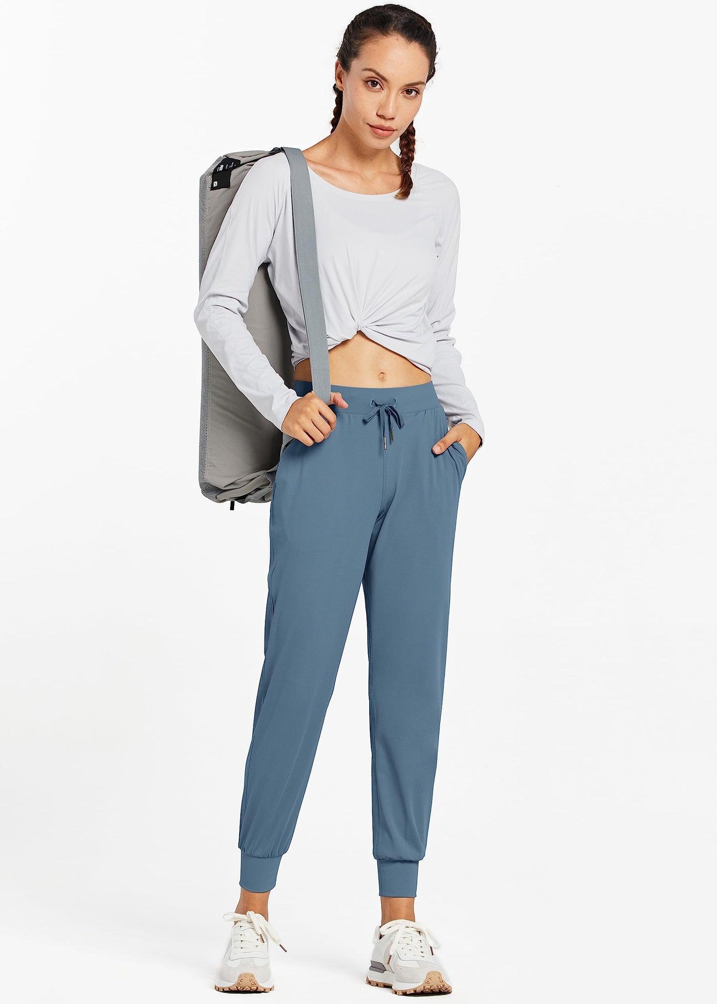Libin Women's Joggers Pants Athletic Dance Sweatpants with Pockets Running Tapered Casual Pants for Workout,Lounge, Slate Blue XS