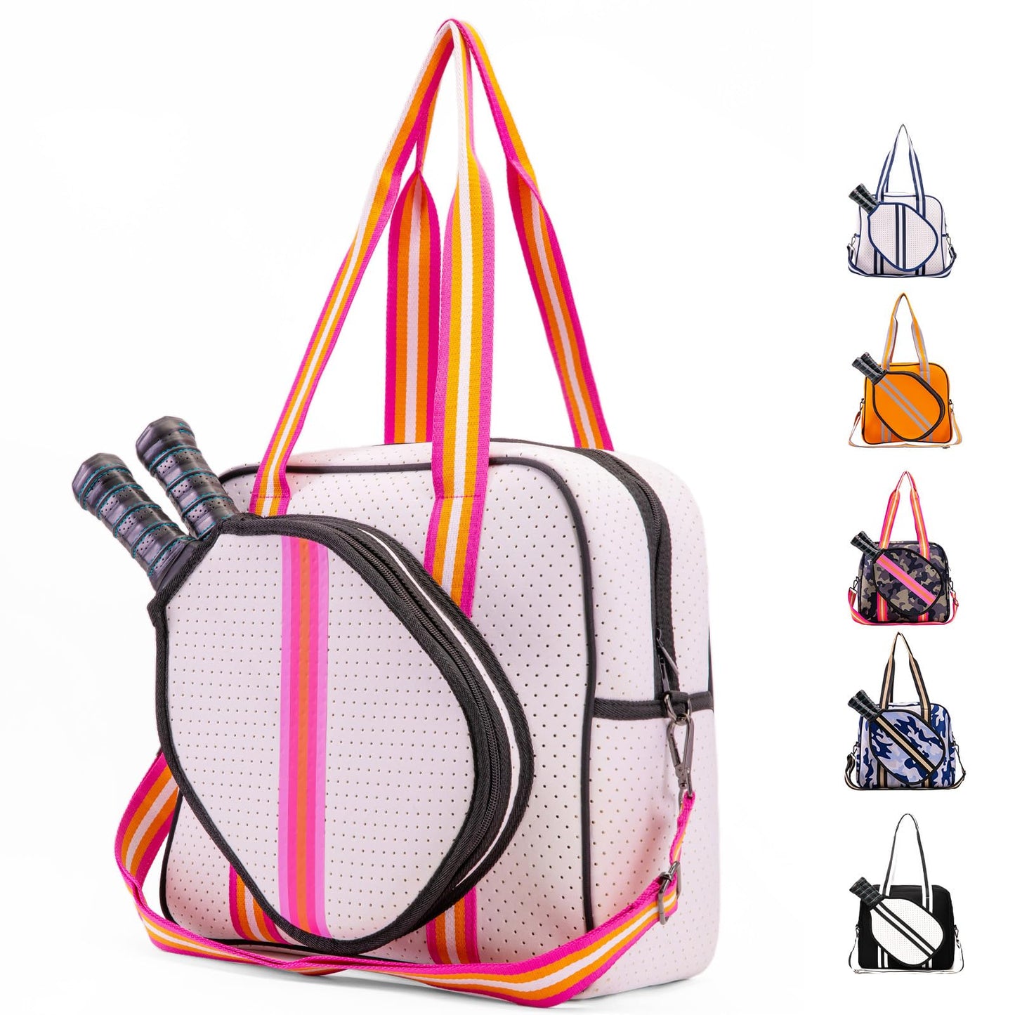 MANUEKLEAR Crossbody Sling PickleballBag Tote, Pickleball Bags for Women and Men, Pickleball Bags for Ladies (Clean Pink)