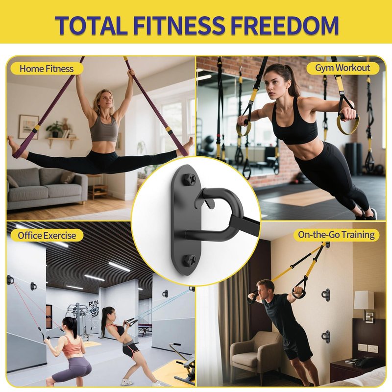 Vehookin 3pcs Resistance Band Wall Anchors, Wall Mount Workout Anchors for Exercise Bands, Home Gym Exercise, Strength Training