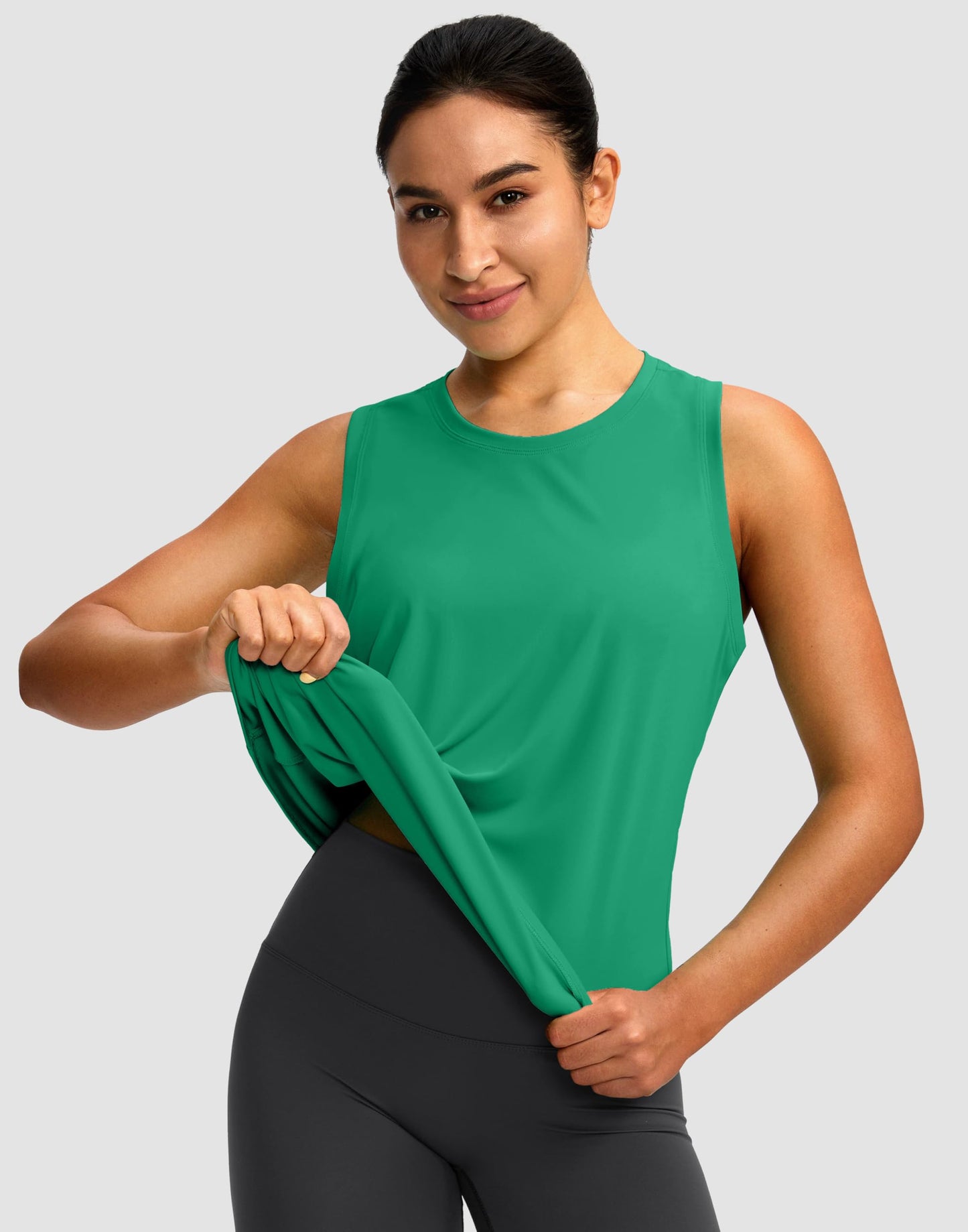 Women's Workout Tops Racerback Athletic Tank Tops Sleeveless Loose Fit Yoga Running Gym Shirts for Women(Green,S)