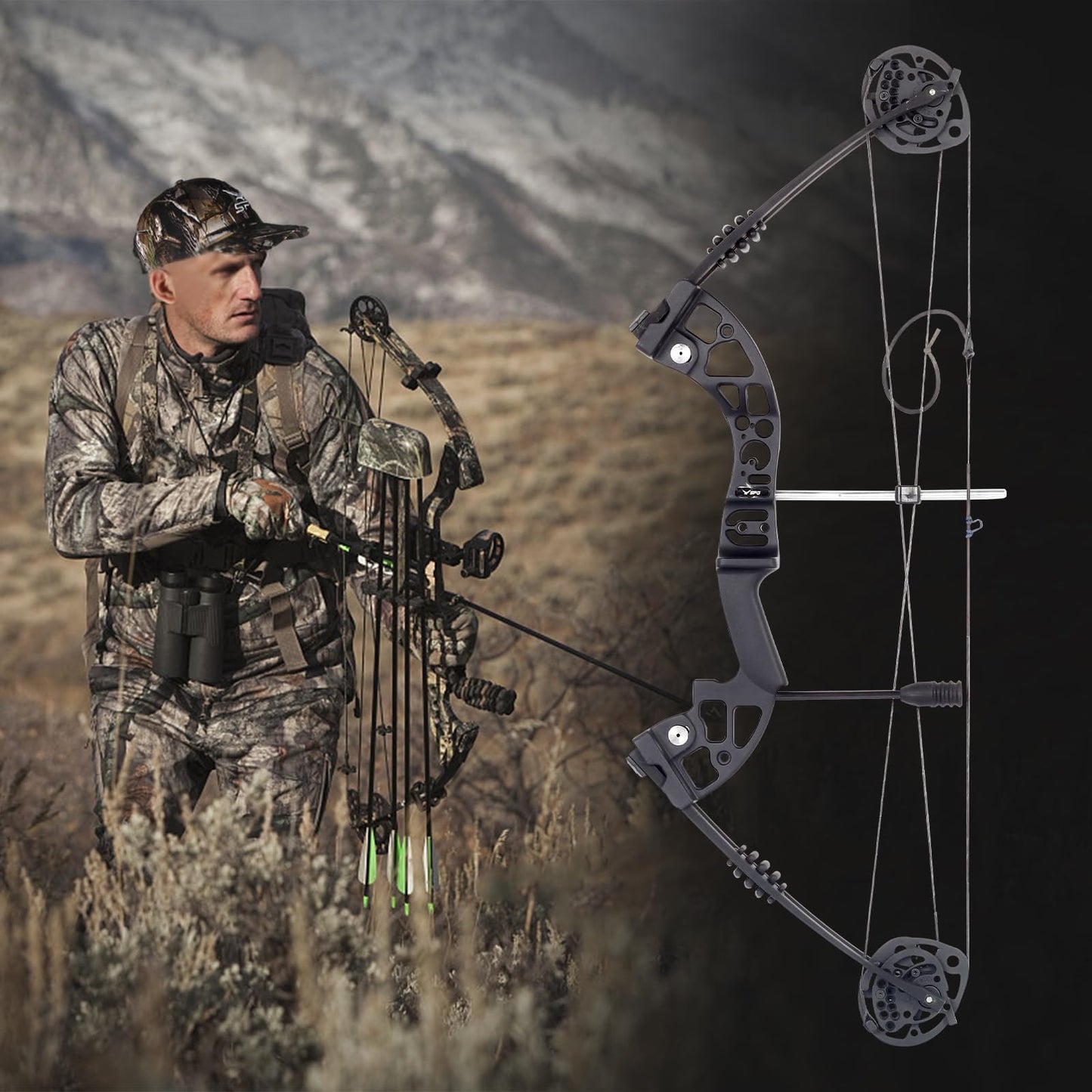 SOPOGER Compound Bows - Adult Beginner Set, 30-60 Lbs Draw Weight, Dual Cam System for Hunting