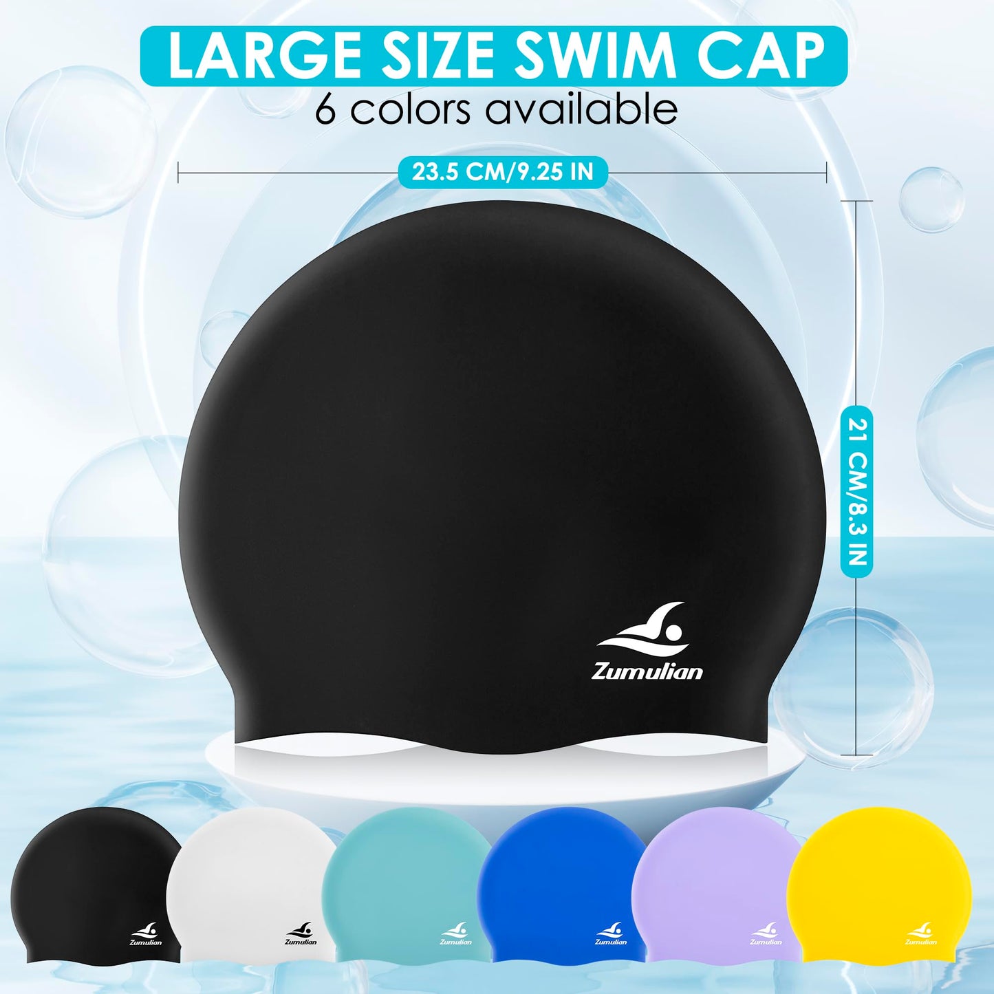 Silicone Swim Cap for Men &Women,3D Ergonomic Design Swimming Caps with Ear Plug and Nose Clip Suit for Long Hair