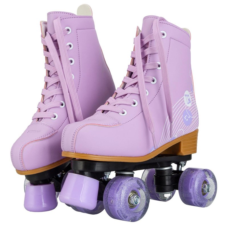 Jessie Roller Skates Women and Girl, PU Leather Light up Kids Roller Skates, Cute Adjustable Four-Wheel Beginner Wome Roller Skates Girls Ages 8-12 Outdoor (Women's 8.5,Purple Printing)
