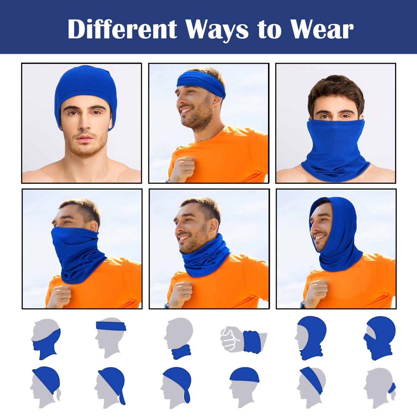 Geyoga 6 Pieces Summer UV Protection Cooling Neck Gaiter Face Clothing Neck Gaiter Scarf Sunscreen Breathable Bandana (Mixed Colors)