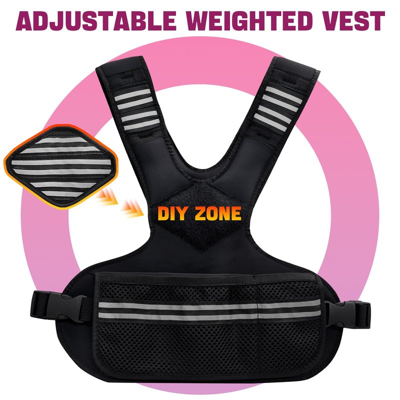GarveeLife Adjustable Weighted Vest Women, 4-10 Lb Weight Vest with Ironsand Weights and Diy Zone for Walking, Jogging and Strength Training