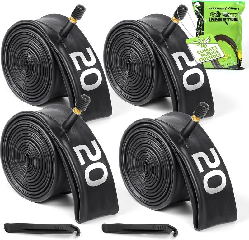 Bike Inner Tubes - 4 Pack 12'' to 29'' with 32mm Schrader Valve & Tire Levers | Durable for Road & MTB
