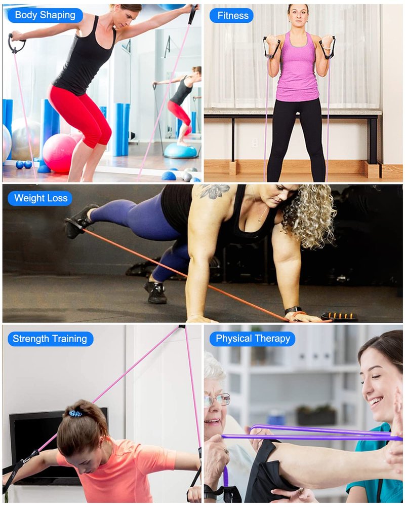 Resistance Bands Set with Handles for Women, Exercise Bands for Working Out with Door Anchor, for Weight Training, Physical Therapy