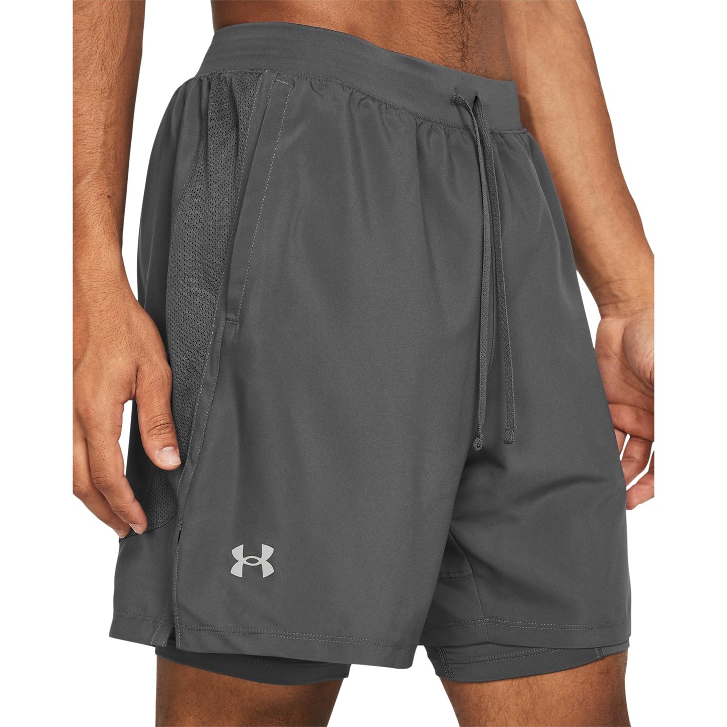 Under Armour Men's Launch Run 7-inch 2-in-1 Shorts, (025) Castlerock/Castlerock/Reflective, Large