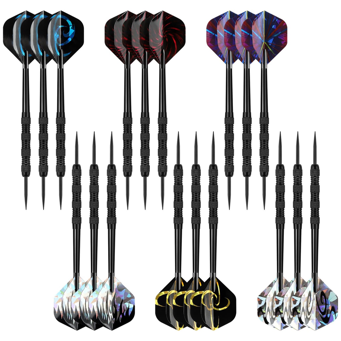 Accmor Metal Tip Darts, Steel Tip Darts, 14 Grams Professional Metal Darts, Darts Metal Tip Set, Metal Darts for Dartboard, 18 pcs ﻿