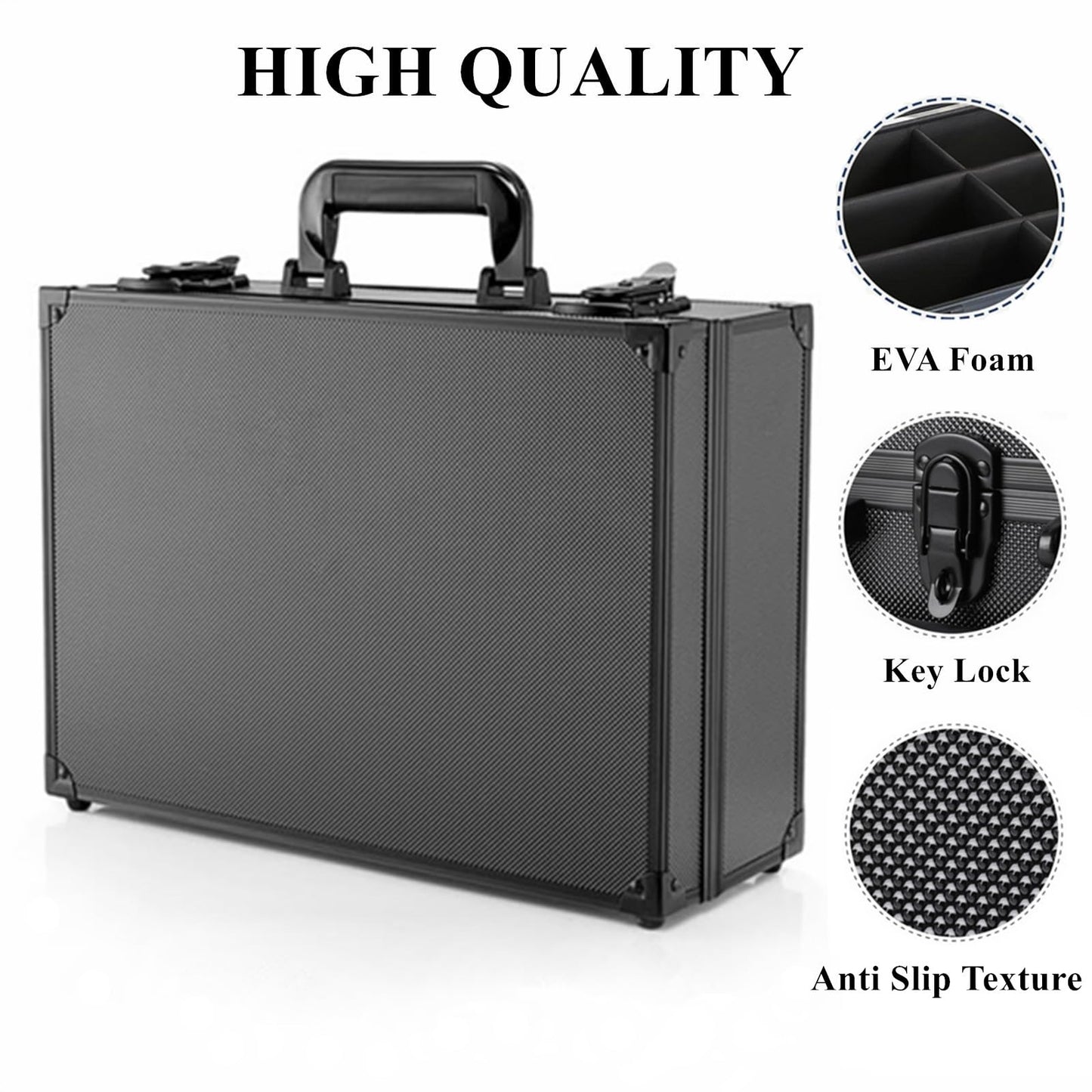 Toploaders Storage Box Hold 600+ 35PT 3"x4" Standard Toploaders, Hard Aluminum Alloy Top Loader Storage Case, Trading Card Storage Box Hold 2000+ Cards for Sports Cards (Black, Large)