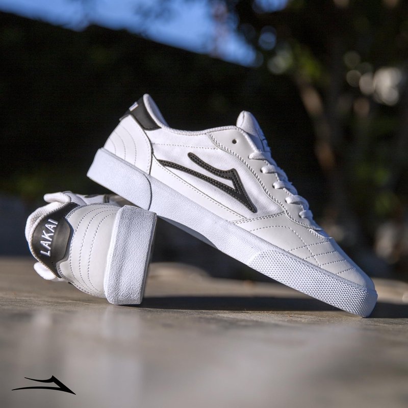 Lakai Cambridge Low-Top Men’s Skateboarding Shoes – White Leather, Size 9.5 US – Durable, Grippy & Breathable Skate Shoes for Men – Men’s Skateboard Shoe, Low Top Skater Shoe