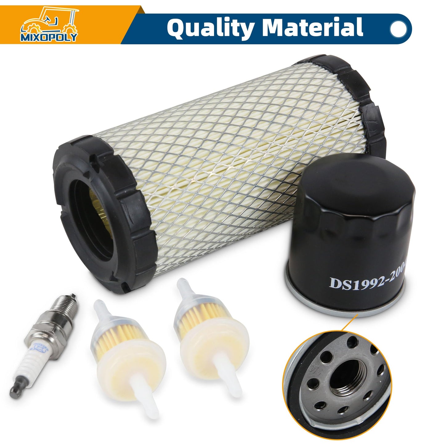 Mixopoly Golf Cart Tune Up Kit AM1220301 for Club Car Precedent 2004-up Gas with FE290 FE350 Kawasaki Motor, Air Oil Fuel Filter and Spark Plug Engine Maintenance Kit