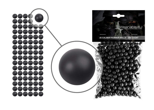 Wearable4U .43 Caliber Rubber Balls New Reusable Training Soft Rubber Balls for Paintball Guns (250 Rounds, Black)