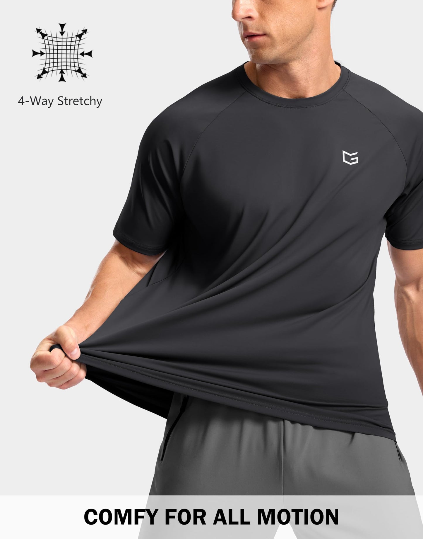 G Gradual Men's Athletic Workout T-Shirts Moisture Wicking Cooling Running Shirts Short Sleeve Performance Tee for Gym Tennis(Dark Grey,4XL)