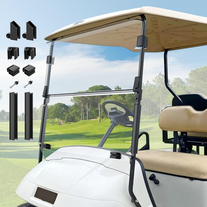 CartClan EZGO TXT Golf Cart Windshield, EZGO Windshield Fit for 1995-2013 EZGO TXT & PDS & DCS Golf Carts with 3/4" Square Tube, Foldable Golf Cart Windshield Replacement, PC UV Resistan