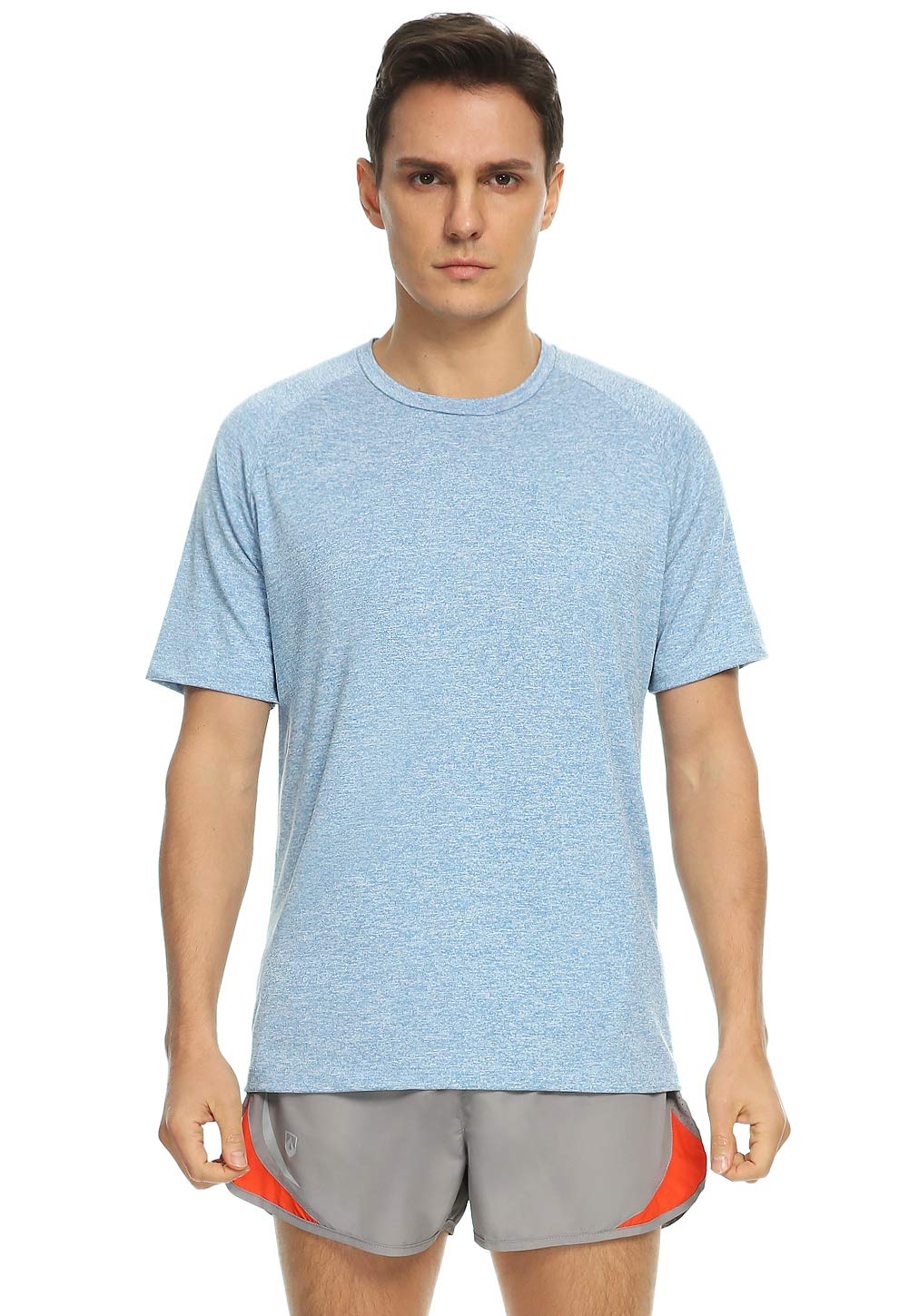 Xelky 4-5 Pack Men's Dry Fit T Shirt Moisture Wicking Athletic Tees Exercise Fitness Activewear Short Sleeves Gym Workout Tops Black/Darkgray/LightGray/LightBlue/Green XL
