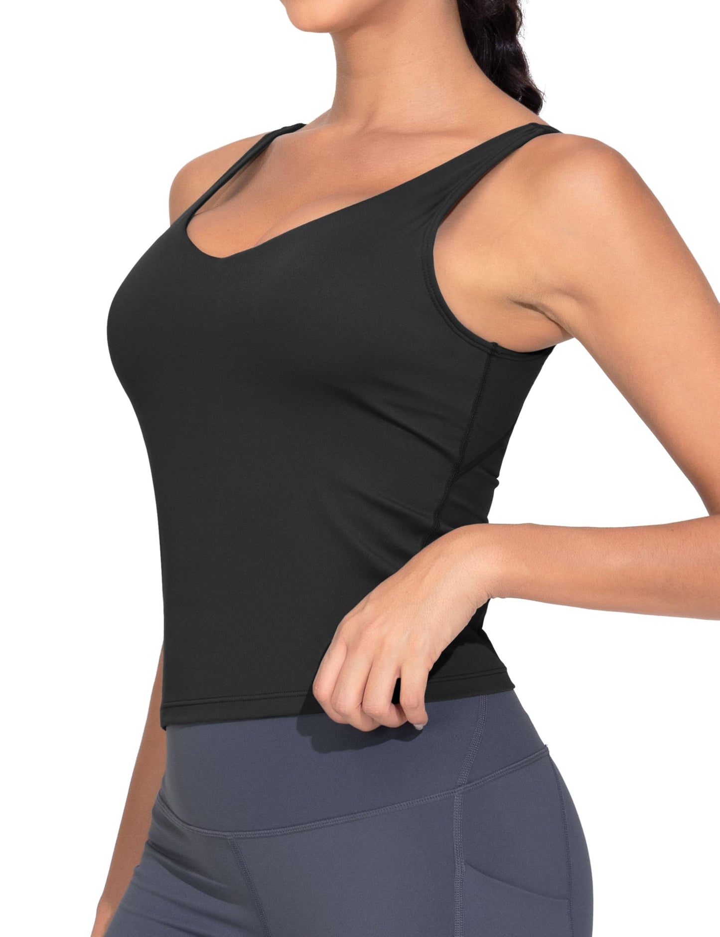 THE GYM PEOPLE Women's Longline Sports Bra Wirefree Workout Yoga Tank Tops