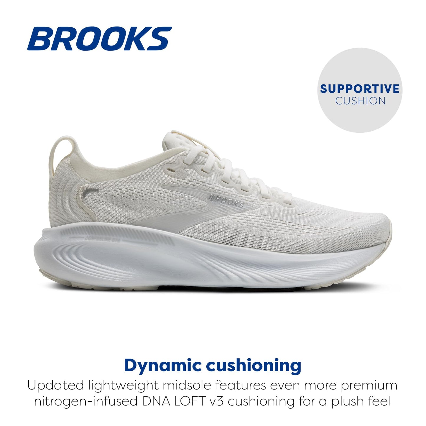 Brooks Women’s Adrenaline GTS 25 Supportive Running & Walking Shoe - White/White/Silver - 13 Medium