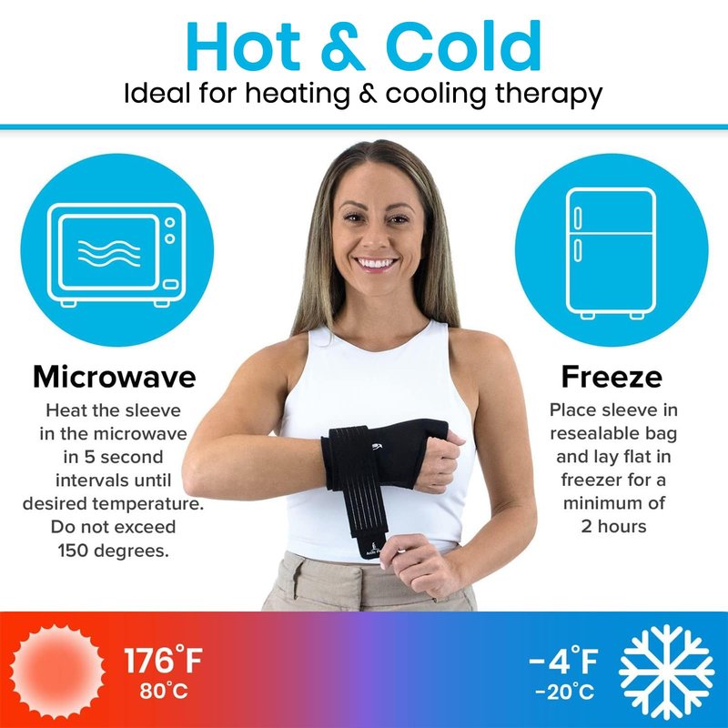 Arctic Flex Wrist & Thumb Ice Pack Wrap - Extra Strength Hot & Cold Therapy - Reusable Hand Freeze Sleeve - for Arthritis, Carpal Tunnel, Surgery, & Pain Relief (Fits Left & Right)