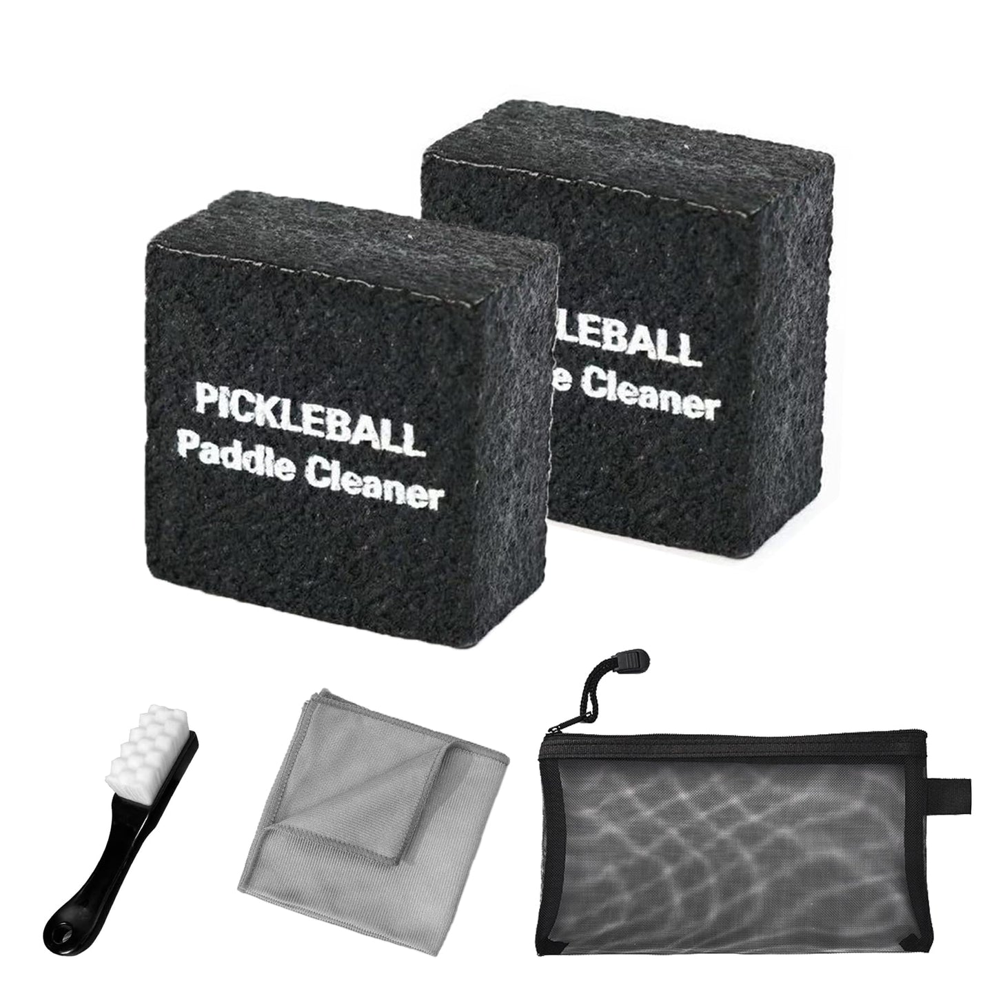 CIATLLLAIT 2 Pack Pickleball Paddle Eraser Cleaner for Carbon Fiber - Removes Ball Marks, Includes Storage Bag Brush Cloth