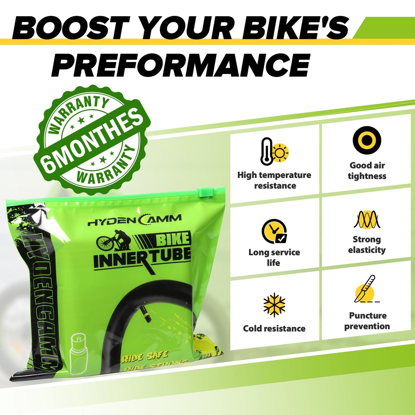 Hydencamm 2 Pack 12" / 12.5" Inch Bike Tube Fit 1.75/1.95/2.125 with 32mm Schrader Valve, 12.5 x 1.95 Bike Tube with 2PCS Levers, 12x2.125 Inner Tube Compatible with Kids Bikes, Strollers
