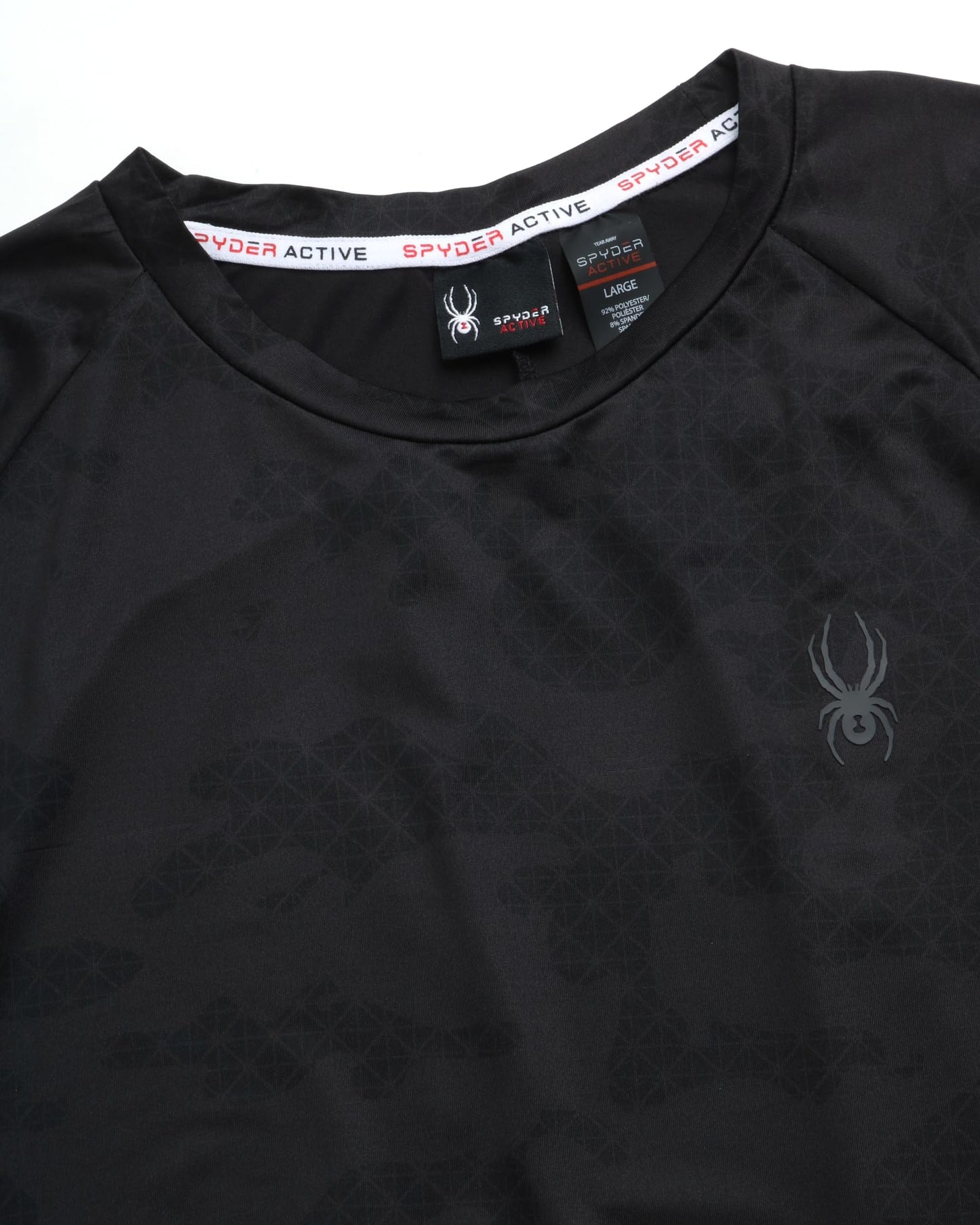 Spyder Mens Active Shirt - Crewneck Dry Fit Mens Workout Shirts Short Sleeve Camo Fitted Athletic Gym Shirts for Men, Size Medium, Blazing Black