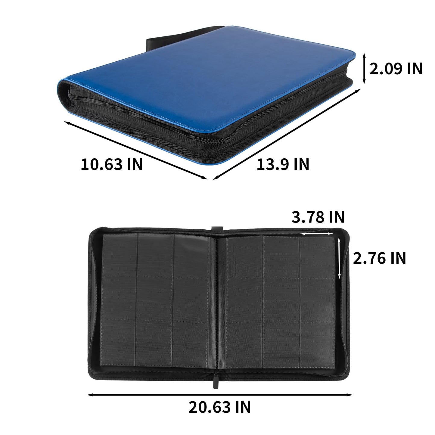 Prilino Ringless Trading Card Binder, 9 Pocket, 432 Storage Capacity, Blue