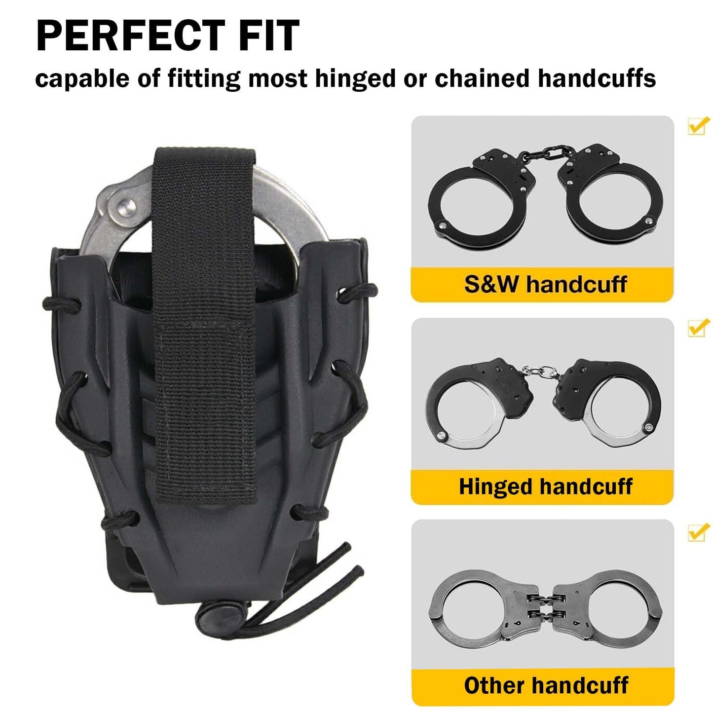 Handcuff Holster, Open Top Handcuffs Case, Cuff Pouch, Cuff Holder. Fit S&W Handcuff/Hinged Handcuffs/Other Cuffs (1 Pcs)