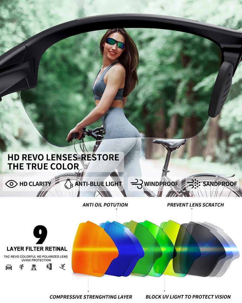 Rosemal Polarized Sunglasses for Men Women, Sport Sunglasses, UV400 Protection, Anti-Slip/Anti-Fog for Running, Cycling, Fishing