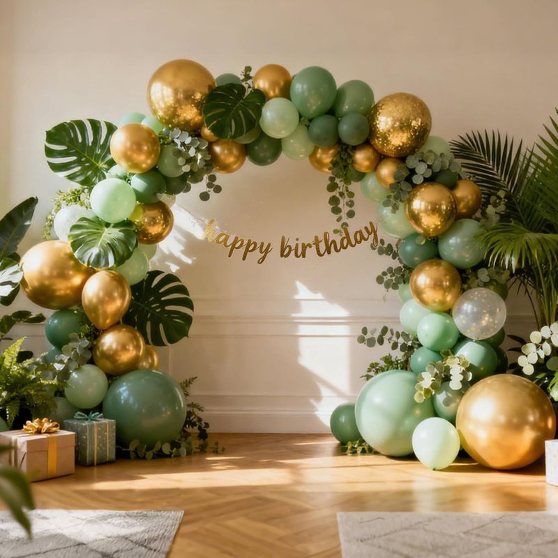 Gold Balloon Garland Arch Kit - 129pcs Metallic Balloons in 5-18 Inch Sizes for Graduation, Weddings, and Birthday Parties