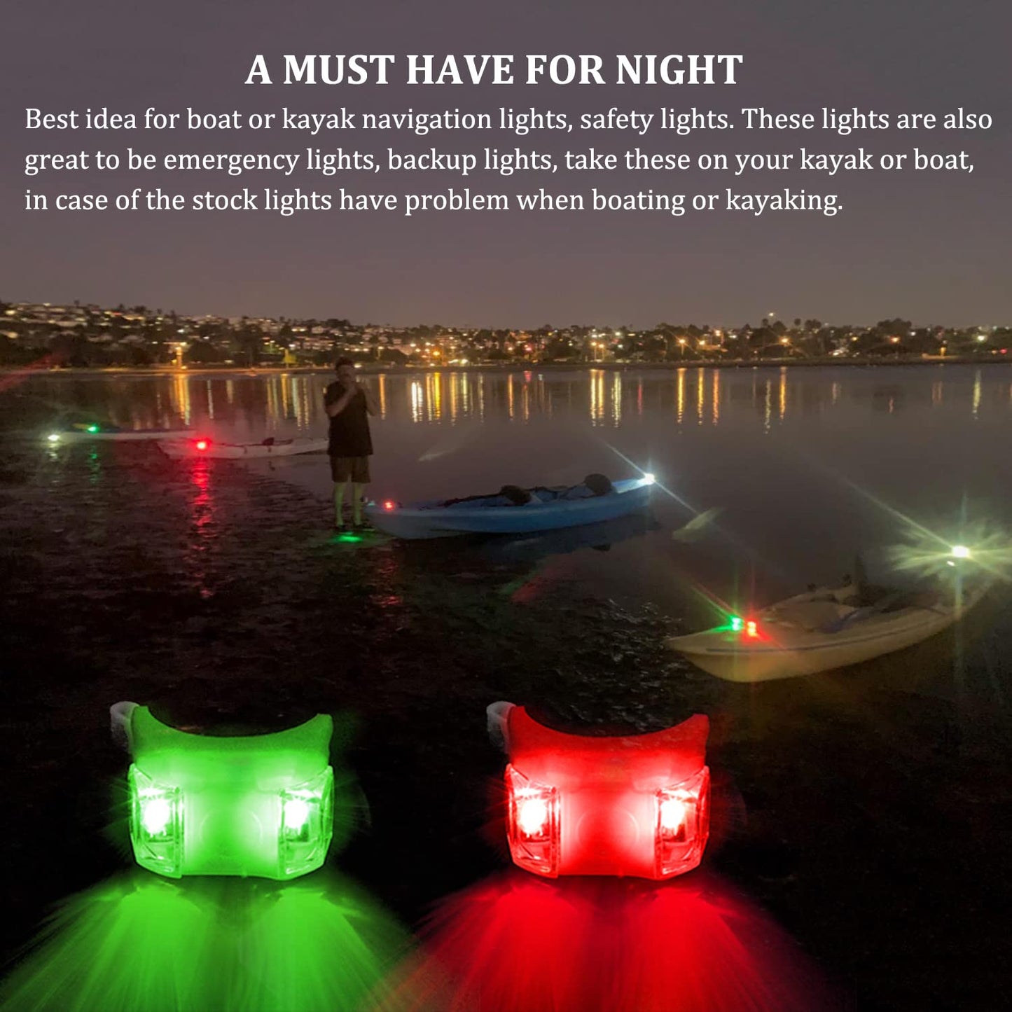 Botepon Marine Boat Bow Lights, Red and Green Led Navigation Lights, Kayak Accessories, Marine Safety Lights Battery Operated for Boat Pontoon Kayak Yacht Motorboat Vessel Dinghy Catamaran