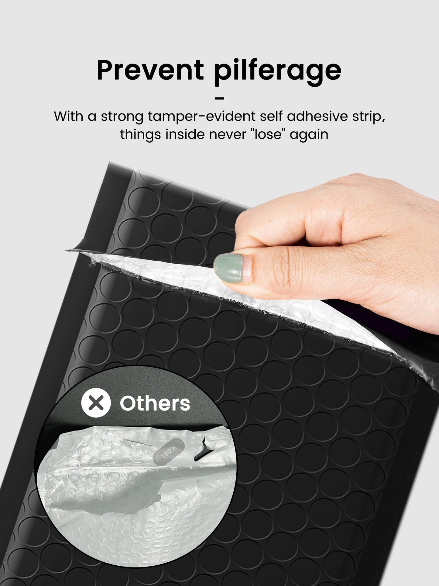GSSUSA Black Bubble Mailers 4x8 Inches 50 Pack Self-seal Shipping Bags